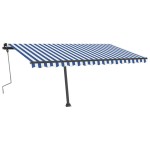 vidaXL Copertină autonomă retractabilă manual albastru/alb 400x300 cm vidaXL Copertină autonomă retractabilă manual albastru/alb 400x300 cm