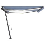 vidaXL Copertină retractabilă manual cu LED, albastru&alb, 400x300 cm vidaXL Copertină retractabilă manual cu LED, albastru&alb, 400x300 cm