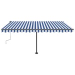 vidaXL Copertină retractabilă manual cu LED, albastru&alb, 400x300 cm vidaXL Copertină retractabilă manual cu LED, albastru&alb, 400x300 cm