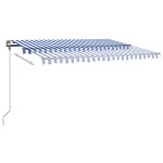 vidaXL Copertină retractabilă manual cu LED, albastru&alb, 400x300 cm vidaXL Copertină retractabilă manual cu LED, albastru&alb, 400x300 cm