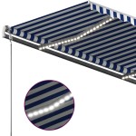 vidaXL Copertină retractabilă manual cu LED, albastru&alb, 400x300 cm vidaXL Copertină retractabilă manual cu LED, albastru&alb, 400x300 cm