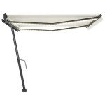 vidaXL Copertină retractabilă manual cu LED, crem, 400x300 cm