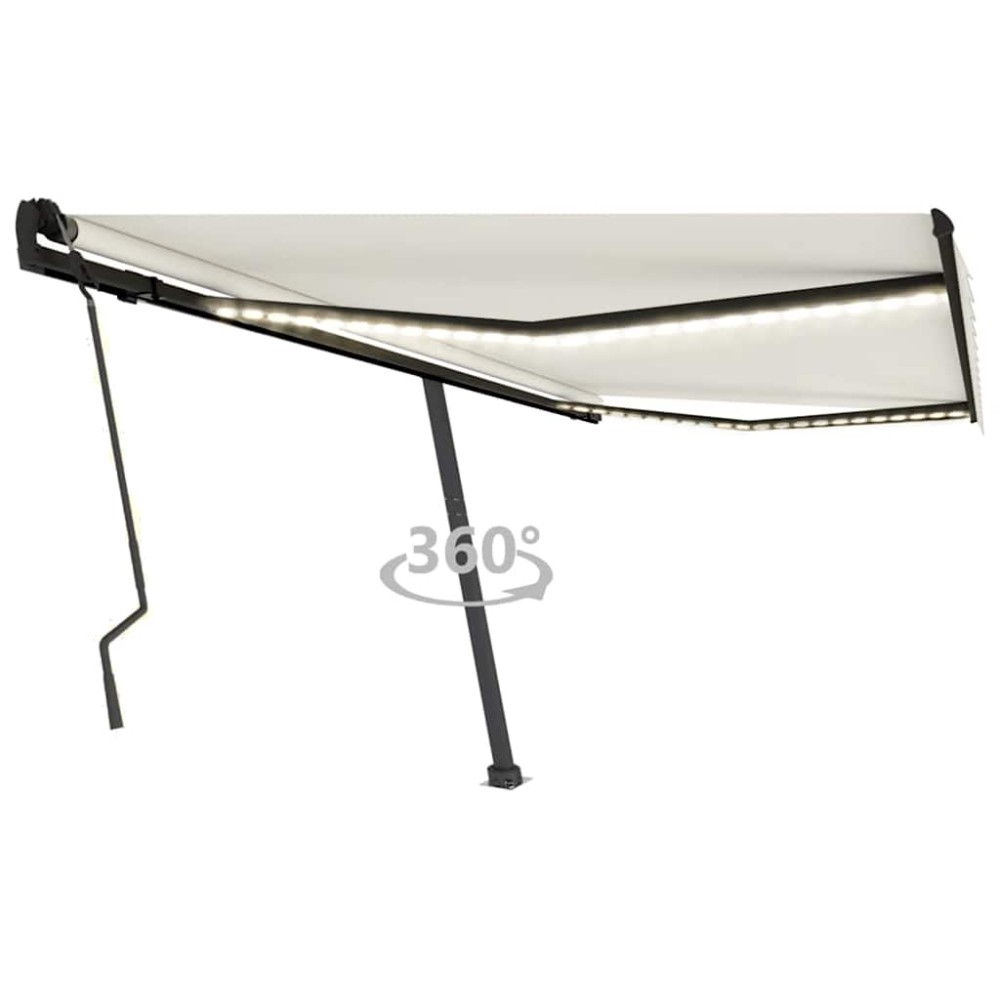 vidaXL Copertină retractabilă manual cu LED, crem, 400x300 cm