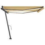 vidaXL Copertină retractabilă manual cu LED, galben & alb, 400x300 cm