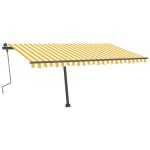 vidaXL Copertină retractabilă manual cu LED, galben & alb, 400x300 cm