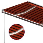 vidaXL Copertină retractabilă manual cu LED portocaliu&maro 400x300 cm