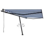 vidaXL Copertină autonomă retractabilă automat albastru&alb 400x300 cm vidaXL Copertină autonomă retractabilă automat albastru&alb 400x300 cm