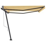 vidaXL Copertină autonomă retractabilă automat galben&alb 400x300 cm vidaXL Copertină autonomă retractabilă automat galben&alb 400x300 cm
