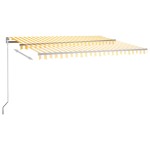 vidaXL Copertină autonomă retractabilă automat galben&alb 400x300 cm vidaXL Copertină autonomă retractabilă automat galben&alb 400x300 cm