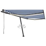 vidaXL Copertină automată cu senzor vânt&LED, albastru&alb, 400x300 cm vidaXL Copertină automată cu senzor vânt&LED, albastru&alb, 400x300 cm