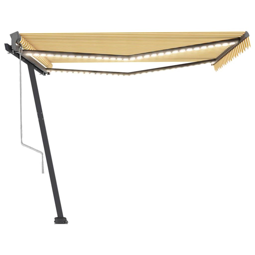 vidaXL Copertină automată cu senzor vânt & LED, galben&alb, 400x300 cm