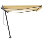 vidaXL Copertină automată cu senzor vânt & LED, galben&alb, 400x300 cm