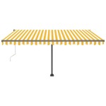 vidaXL Copertină automată cu senzor vânt & LED, galben&alb, 400x300 cm