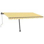 vidaXL Copertină automată cu senzor vânt & LED, galben&alb, 400x300 cm