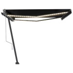 vidaXL Copertină automată cu senzor vânt & LED, antracit, 400x300 cm