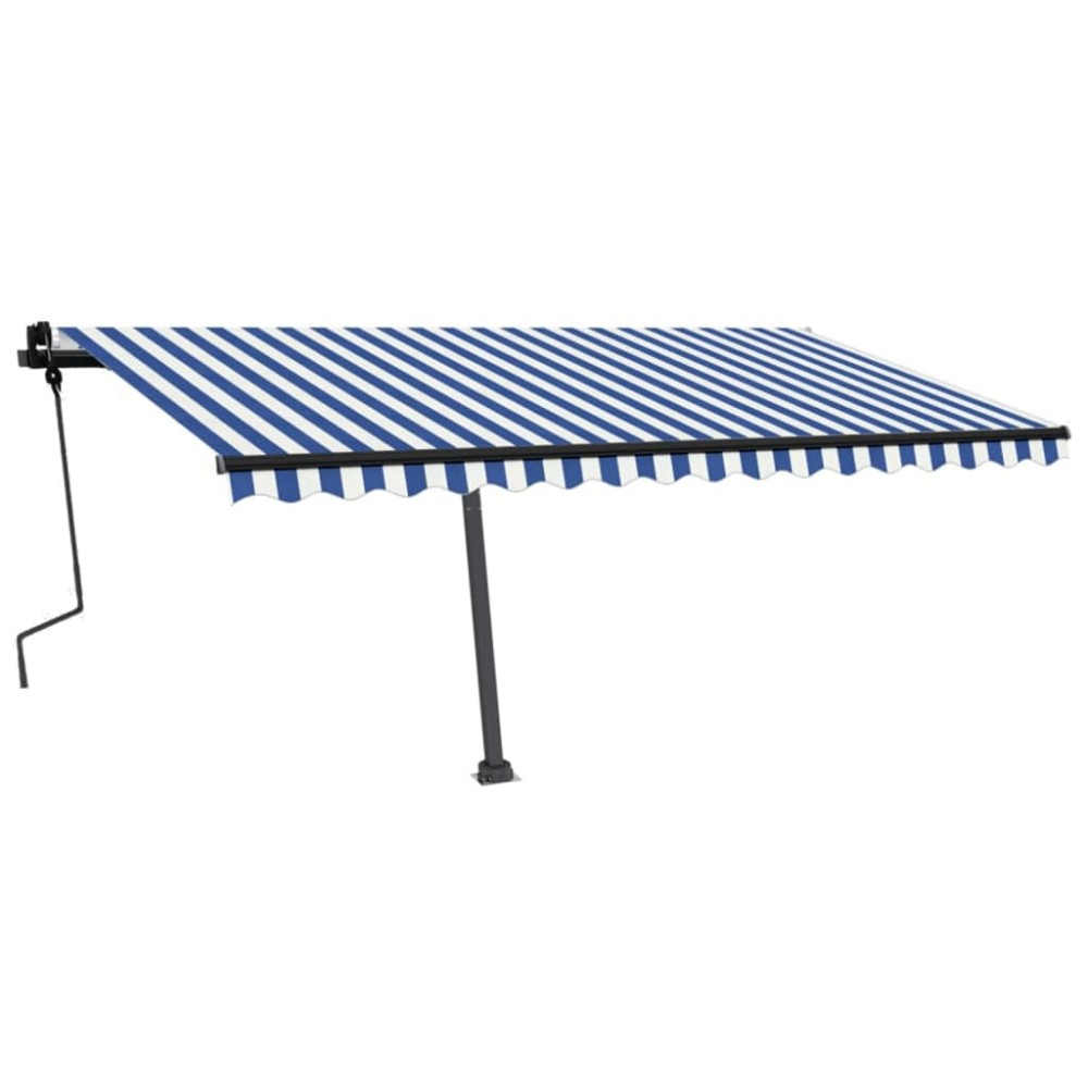 vidaXL Copertină autonomă retractabilă manual albastru&alb 450x300 cm