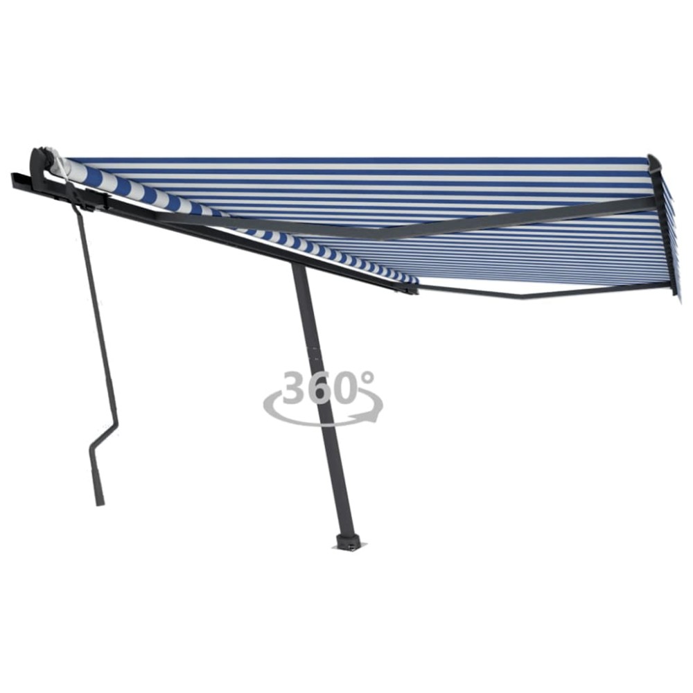 vidaXL Copertină autonomă retractabilă manual albastru&alb 450x300 cm