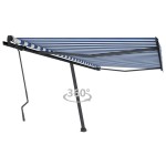 vidaXL Copertină autonomă retractabilă manual albastru&alb 450x300 cm vidaXL Copertină autonomă retractabilă manual albastru&alb 450x300 cm