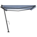 vidaXL Copertină autonomă retractabilă manual albastru&alb 450x300 cm vidaXL Copertină autonomă retractabilă manual albastru&alb 450x300 cm