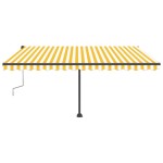 vidaXL Copertină retractabilă manual cu LED, galben și alb, 450x300 cm