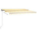 vidaXL Copertină retractabilă manual cu LED, galben și alb, 450x300 cm