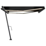 vidaXL Copertină retractabilă manual cu LED, antracit, 450x300 cm