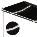 vidaXL Copertină retractabilă manual cu LED, antracit, 450x300 cm