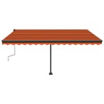 vidaXL Copertină retractabilă manual cu LED portocaliu&maro 450x300 cm