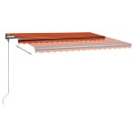 vidaXL Copertină retractabilă manual cu LED portocaliu&maro 450x300 cm