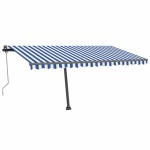 vidaXL Copertină automată cu senzor vânt&LED, albastru&alb, 450x300 cm vidaXL Copertină automată cu senzor vânt&LED, albastru&alb, 450x300 cm