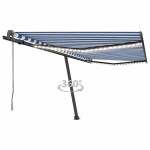vidaXL Copertină automată cu senzor vânt&LED, albastru&alb, 450x300 cm vidaXL Copertină automată cu senzor vânt&LED, albastru&alb, 450x300 cm