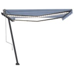 vidaXL Copertină automată cu senzor vânt&LED, albastru&alb, 450x300 cm vidaXL Copertină automată cu senzor vânt&LED, albastru&alb, 450x300 cm