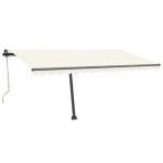 vidaXL Copertină automată cu senzor vânt & LED, crem, 450x300 cm