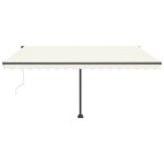 vidaXL Copertină automată cu senzor vânt & LED, crem, 450x300 cm
