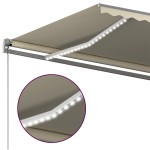 vidaXL Copertină automată cu senzor vânt & LED, crem, 450x300 cm