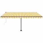 vidaXL Copertină automată cu senzor vânt&LED, galben&alb, 450x300 cm vidaXL Copertină automată cu senzor vânt&LED, galben&alb, 450x300 cm
