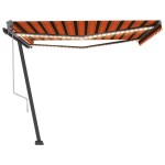 vidaXL Copertină automată senzor vânt&LED portocaliu&maro, 450x300 cm vidaXL Copertină automată senzor vânt&LED portocaliu&maro, 450x300 cm