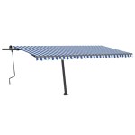 vidaXL Copertină autonomă retractabilă manual, albastru/alb, 500x300cm vidaXL Copertină autonomă retractabilă manual, albastru/alb, 500x300cm