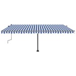 vidaXL Copertină autonomă retractabilă manual, albastru/alb, 500x300cm vidaXL Copertină autonomă retractabilă manual, albastru/alb, 500x300cm