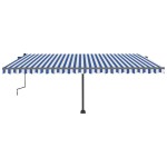 vidaXL Copertină retractabilă manual cu LED, albastru&alb, 500x300 cm