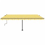 vidaXL Copertină retractabilă manual cu LED, galben și alb, 500x300 cm