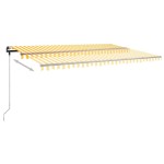 vidaXL Copertină retractabilă manual cu LED, galben și alb, 500x300 cm
