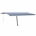 vidaXL Copertină autonomă retractabilă automat albastru&alb 500x300 cm vidaXL Copertină autonomă retractabilă automat albastru&alb 500x300 cm