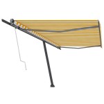 vidaXL Copertină autonomă retractabilă automat galben&alb 500x300 cm vidaXL Copertină autonomă retractabilă automat galben&alb 500x300 cm