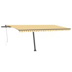 vidaXL Copertină autonomă retractabilă automat galben&alb 500x300 cm vidaXL Copertină autonomă retractabilă automat galben&alb 500x300 cm