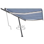 vidaXL Copertină automată cu senzor vânt&LED, albastru/alb 500x300 cm vidaXL Copertină automată cu senzor vânt&LED, albastru/alb 500x300 cm