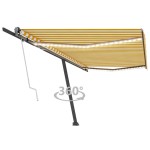 vidaXL Copertină automată cu senzor vânt&LED, galben/alb, 500x300 cm vidaXL Copertină automată cu senzor vânt&LED, galben/alb, 500x300 cm