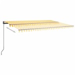 vidaXL Copertină automată cu senzor vânt&LED, galben/alb, 500x300 cm vidaXL Copertină automată cu senzor vânt&LED, galben/alb, 500x300 cm
