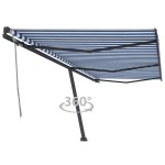 vidaXL Copertină autonomă retractabilă manual albastru/alb 600x300 cm vidaXL Copertină autonomă retractabilă manual albastru/alb 600x300 cm