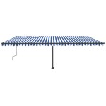 vidaXL Copertină autonomă retractabilă manual albastru/alb 600x300 cm vidaXL Copertină autonomă retractabilă manual albastru/alb 600x300 cm